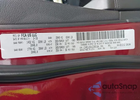 2018 Dodge Durango Gt Awd z USA, uszkodzony, nr VIN 1C4RDJDG4JC355164